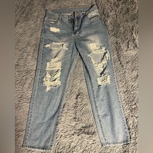 SHEIN distressed wear jeans